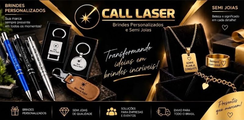 Brindes personalizados e semijoias Call Laser