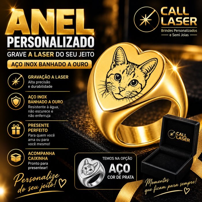 Anel personalizado banhado a ouro