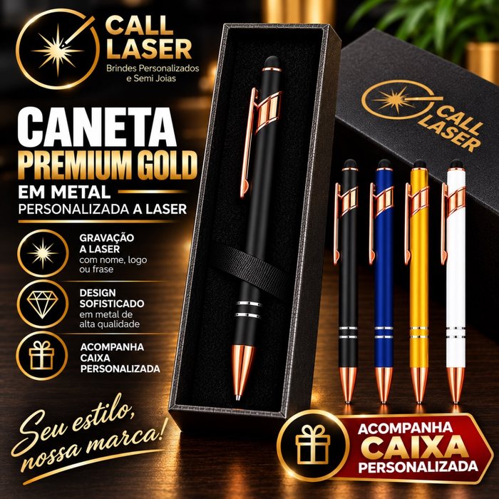 Caneta premium gold personalizada a laser