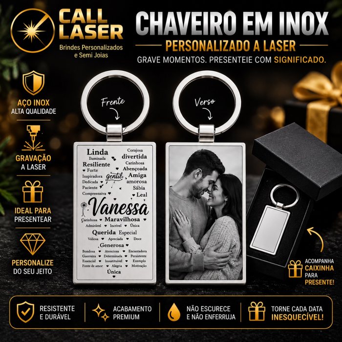 Chaveiro em inox com foto gravada
