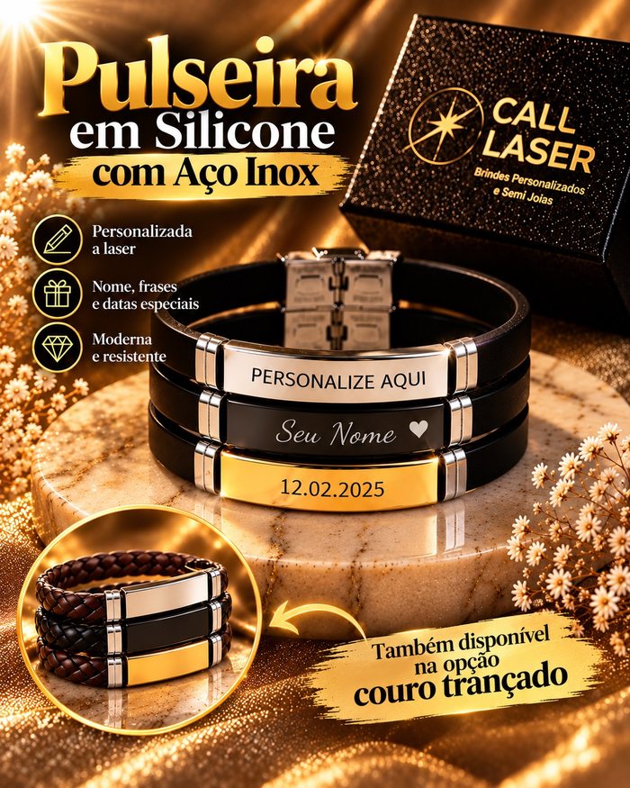 Pulseira personalizada em aço inox